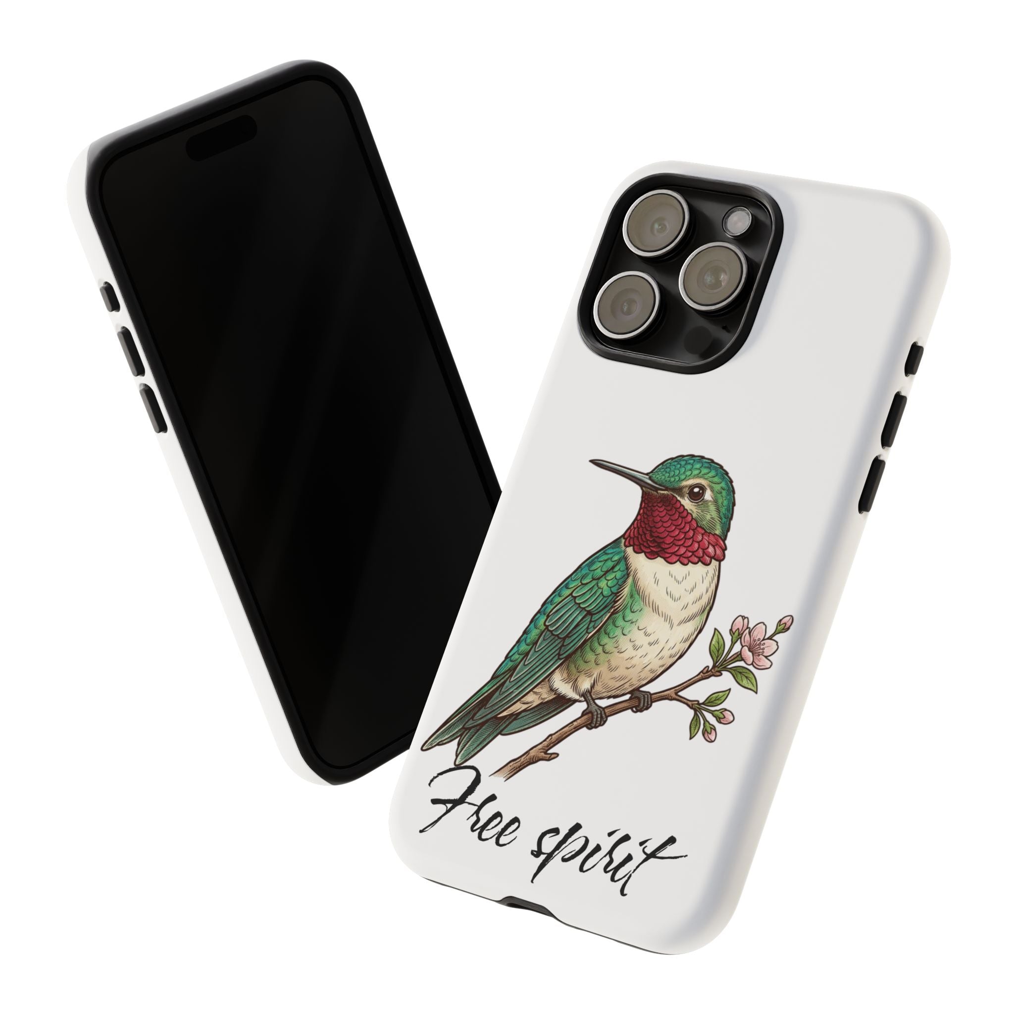 Hummingbird 'Free Spirit' Tough Phone Case — Protective Floral Bird Design