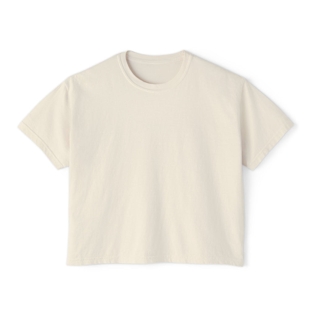 Women's Boxy Tee — "Less Hustle More Coffee" Graphic Crop Shirt