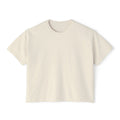 Women's Boxy Tee — "Less Hustle More Coffee" Graphic Crop Shirt