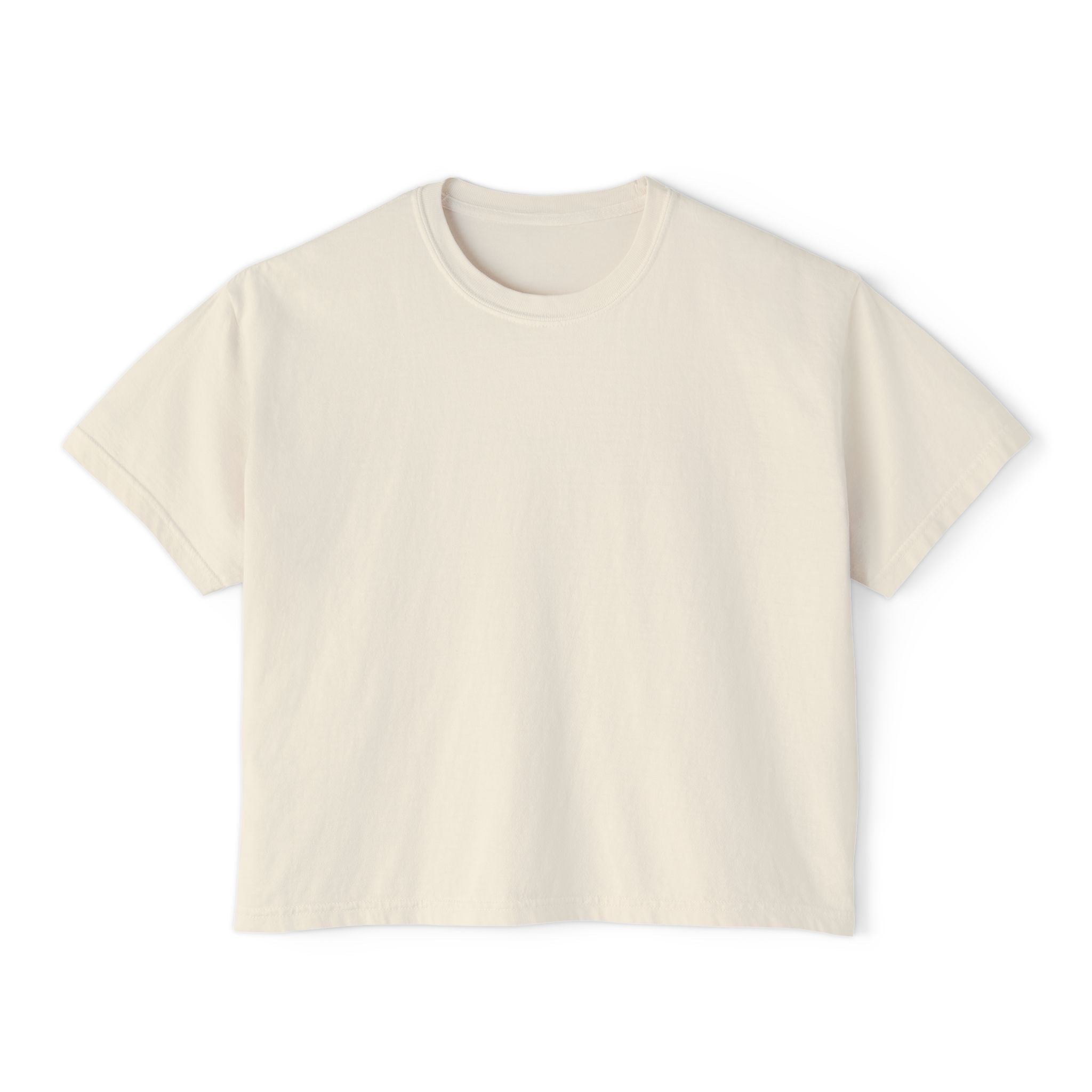 Women's Boxy Tee — "Less Hustle More Coffee" Graphic Crop Shirt
