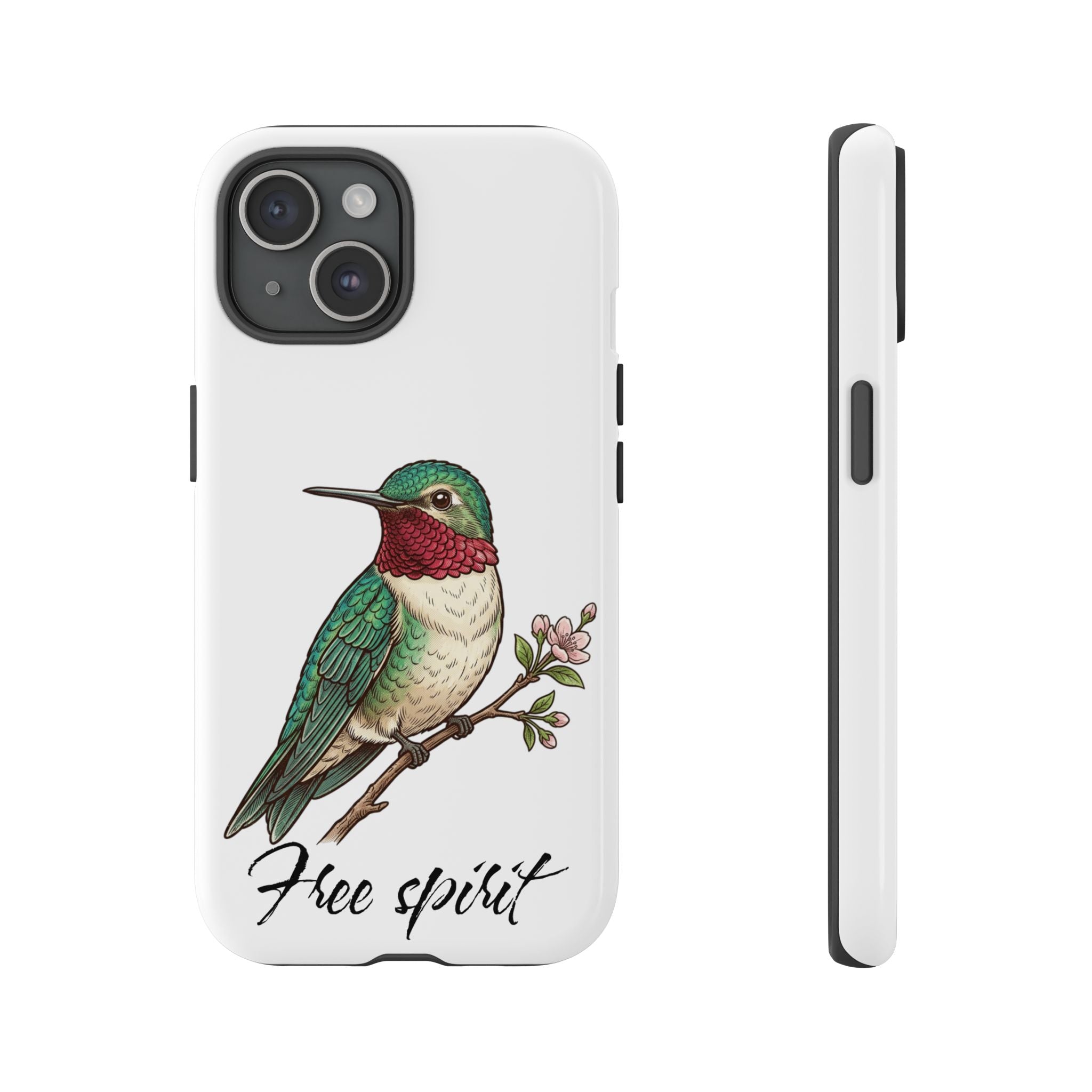 Hummingbird 'Free Spirit' Tough Phone Case — Protective Floral Bird Design