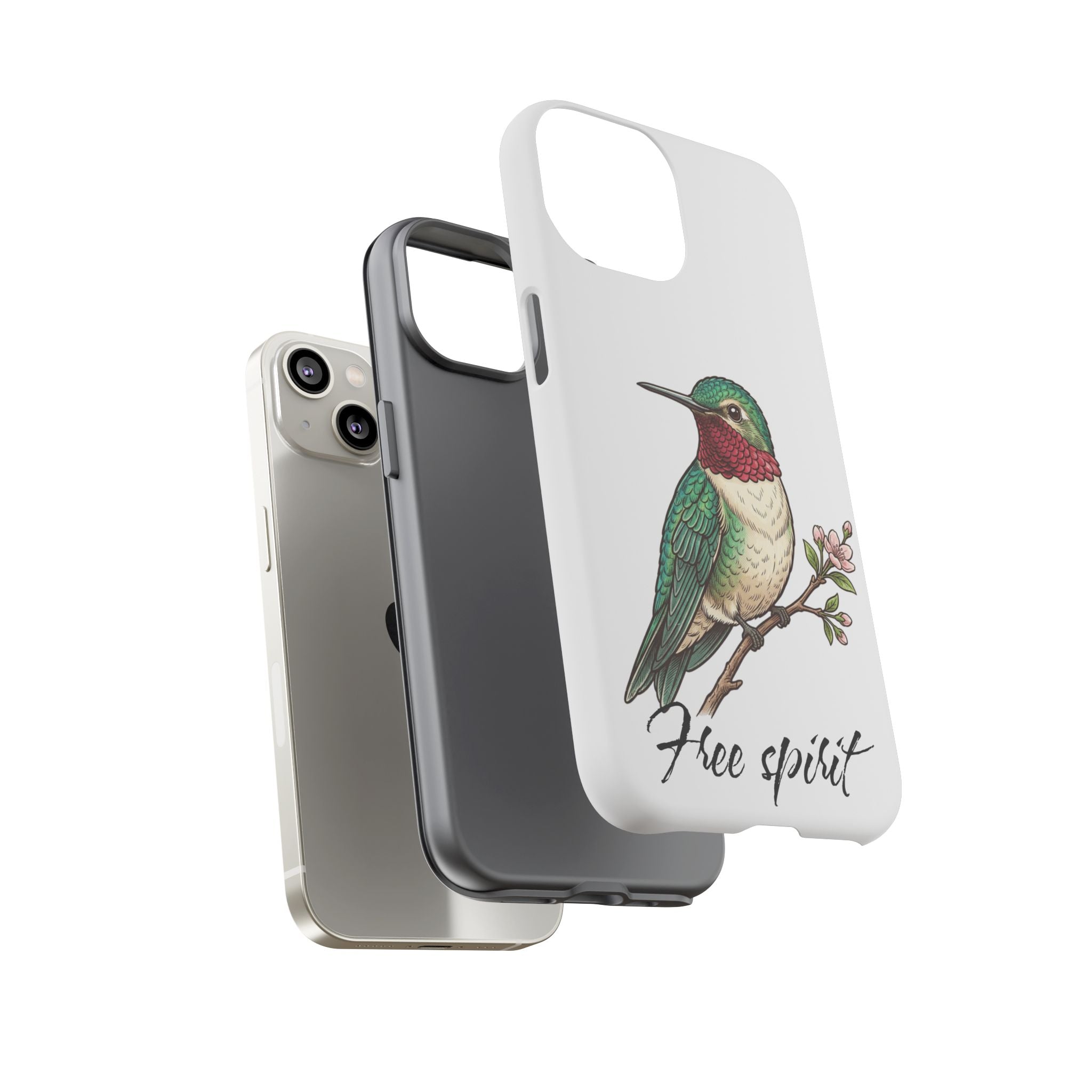 Hummingbird 'Free Spirit' Tough Phone Case — Protective Floral Bird Design
