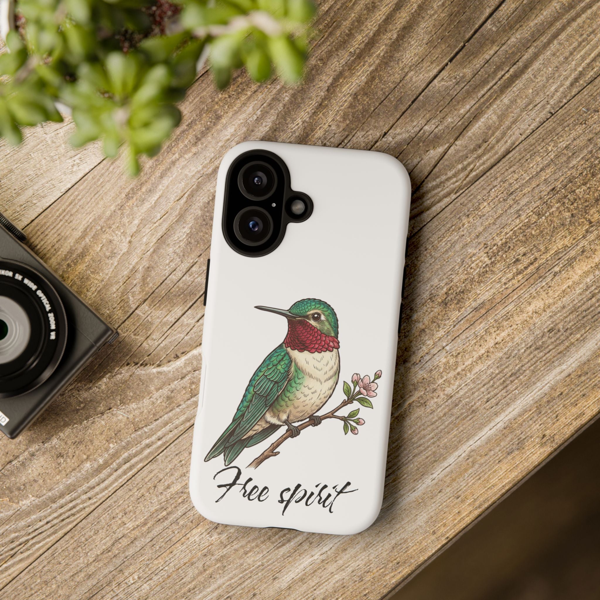 Hummingbird 'Free Spirit' Tough Phone Case — Protective Floral Bird Design