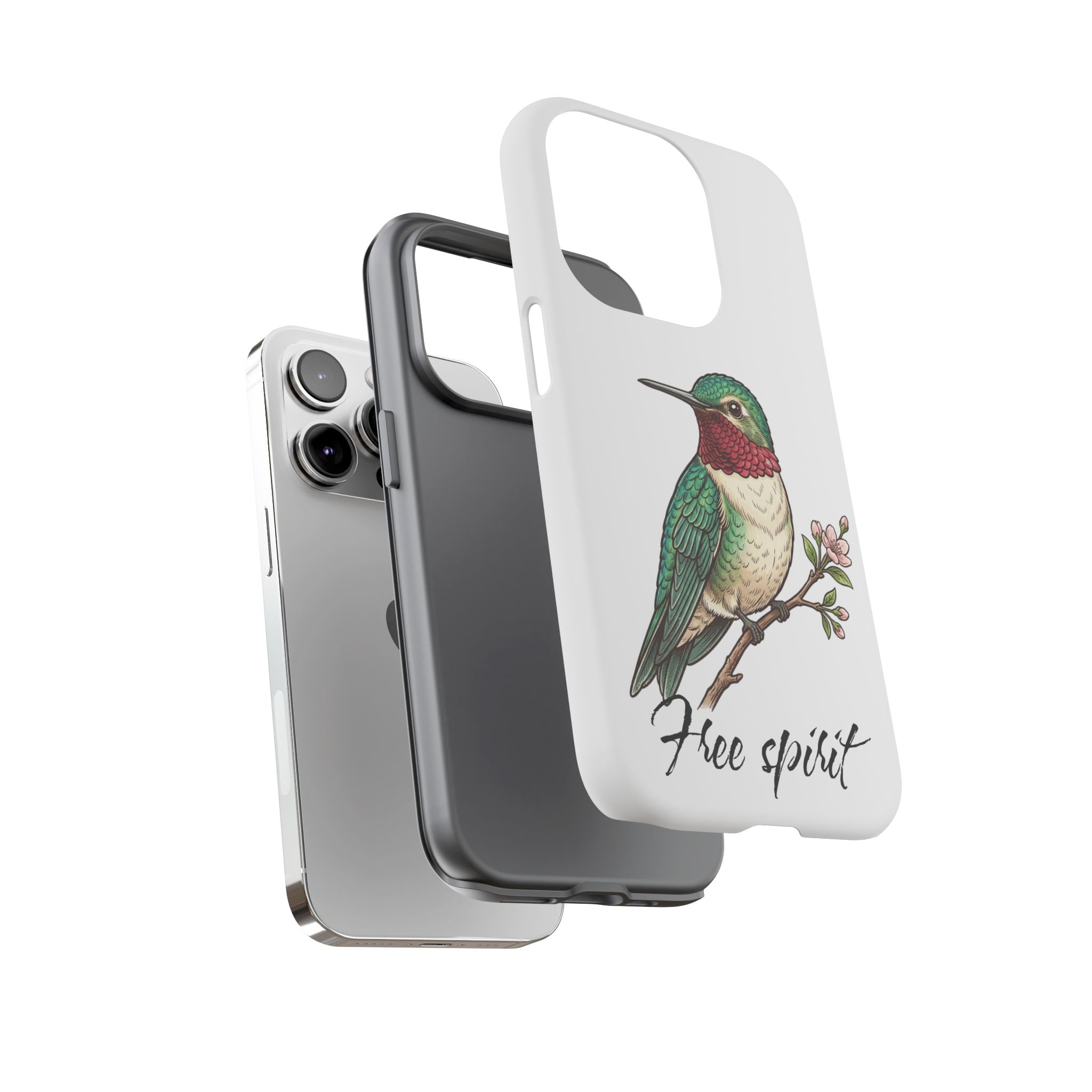 Hummingbird 'Free Spirit' Tough Phone Case — Protective Floral Bird Design