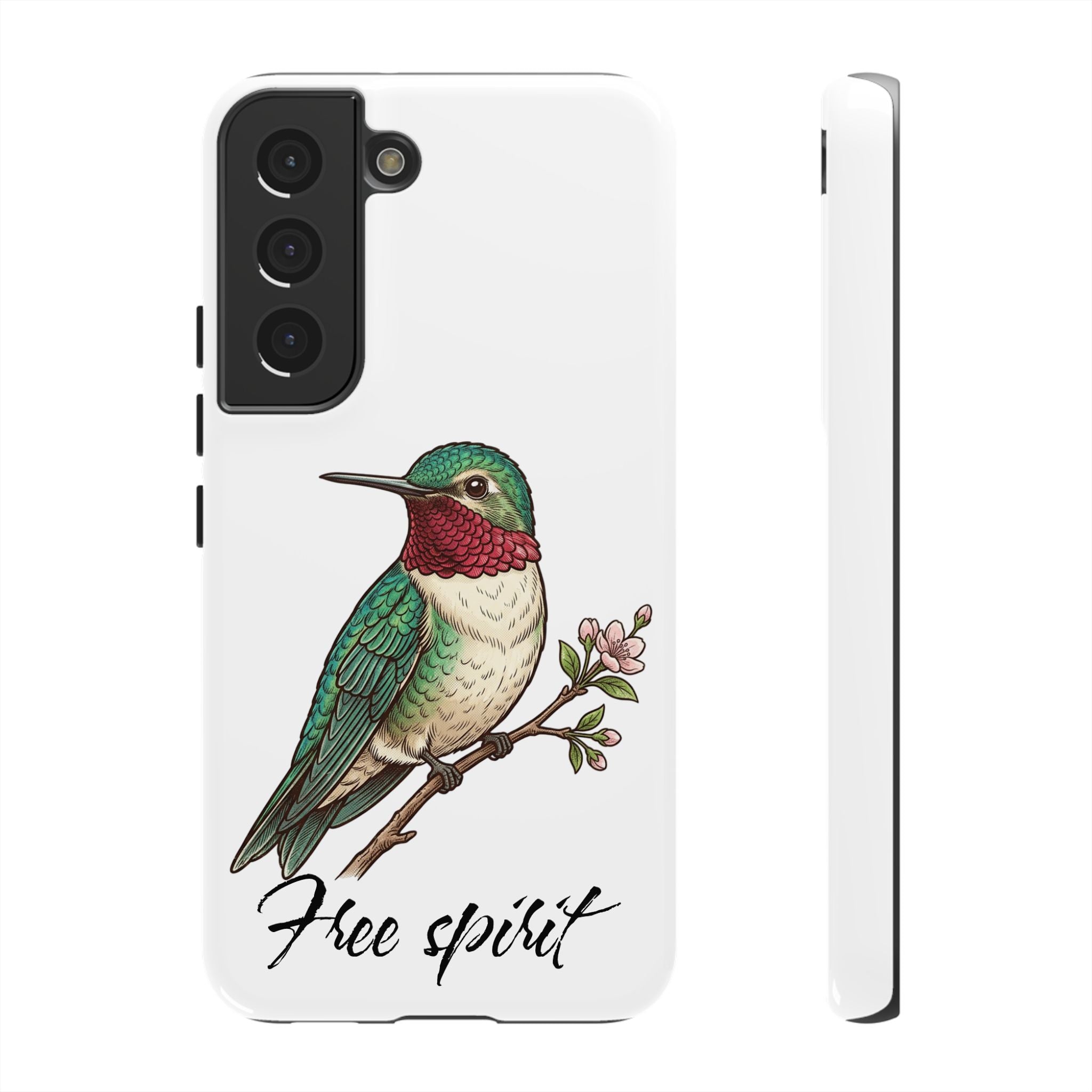 Hummingbird 'Free Spirit' Tough Phone Case — Protective Floral Bird Design