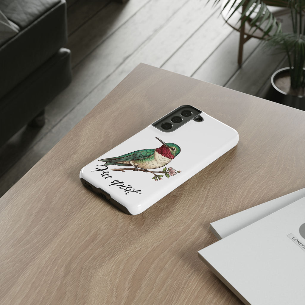 Hummingbird 'Free Spirit' Tough Phone Case — Protective Floral Bird Design