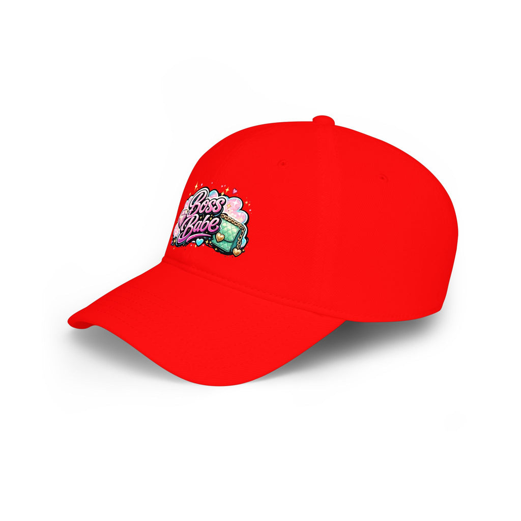 Boss Babe Baseball Cap — Cute Pink Glitter Graphic Low Profile Hat
