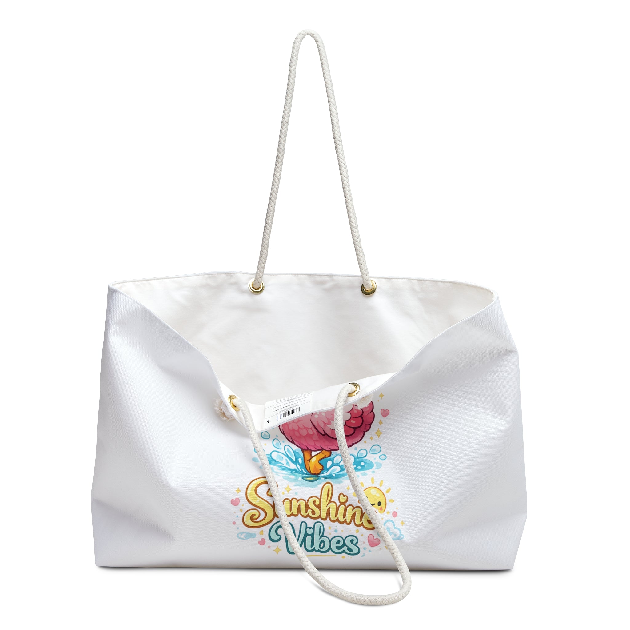 Sunshine Vibes Flamingo Weekender Bag — Cute Pink Flamingo Travel Tote