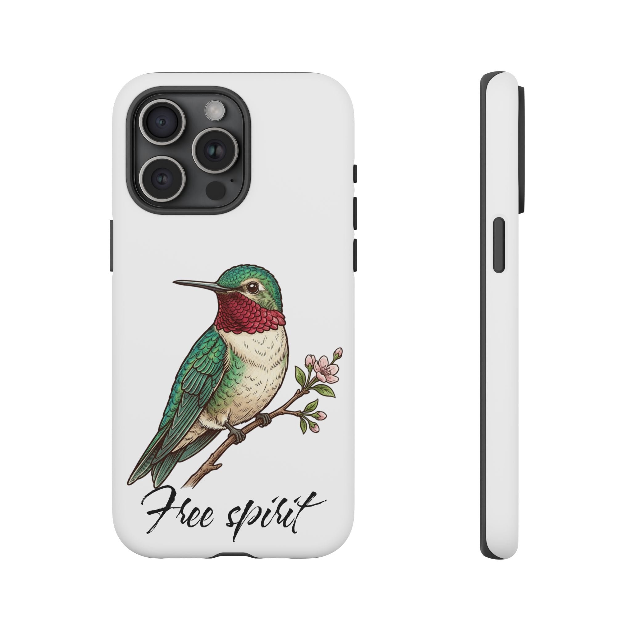 Hummingbird 'Free Spirit' Tough Phone Case — Protective Floral Bird Design