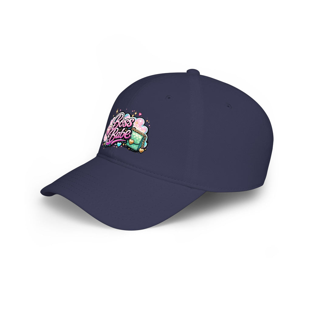 Boss Babe Baseball Cap — Cute Pink Glitter Graphic Low Profile Hat