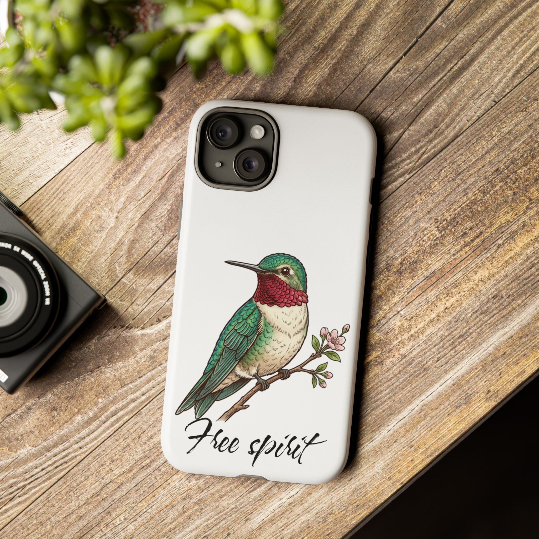 Hummingbird 'Free Spirit' Tough Phone Case — Protective Floral Bird Design