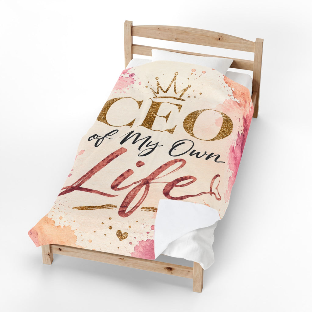 Plush Blanket (Velveteen)— "CEO of My Own Life" Inspirational Throw