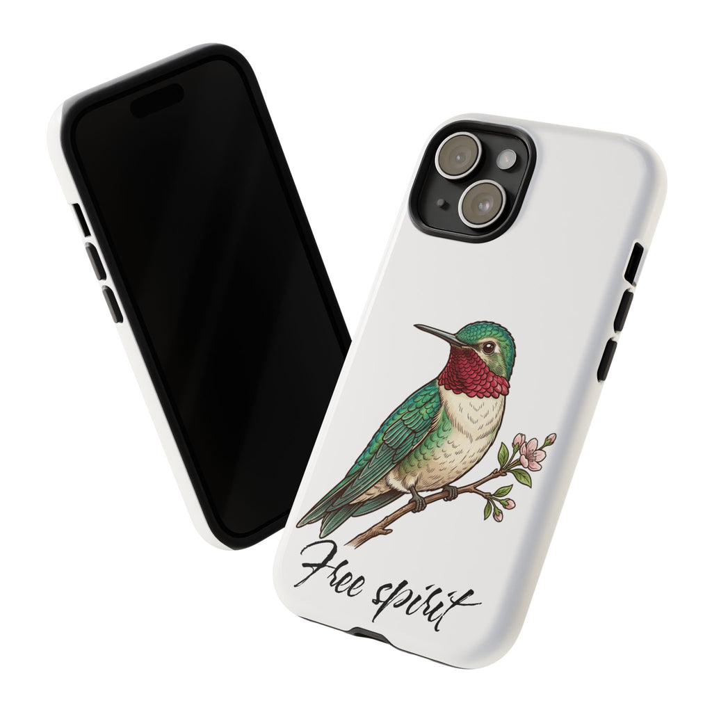 Hummingbird 'Free Spirit' Tough Phone Case — Protective Floral Bird Design