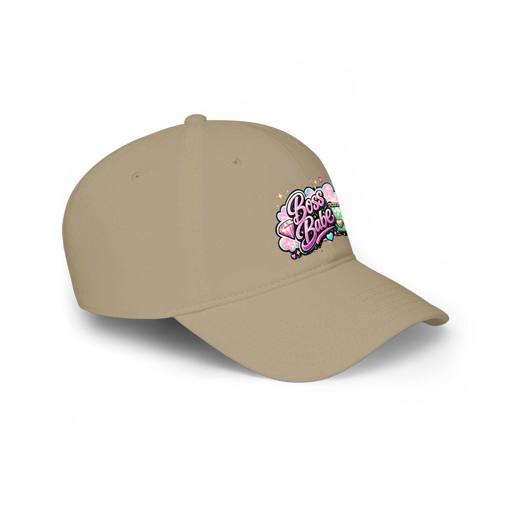 Boss Babe Baseball Cap — Cute Pink Glitter Graphic Low Profile Hat
