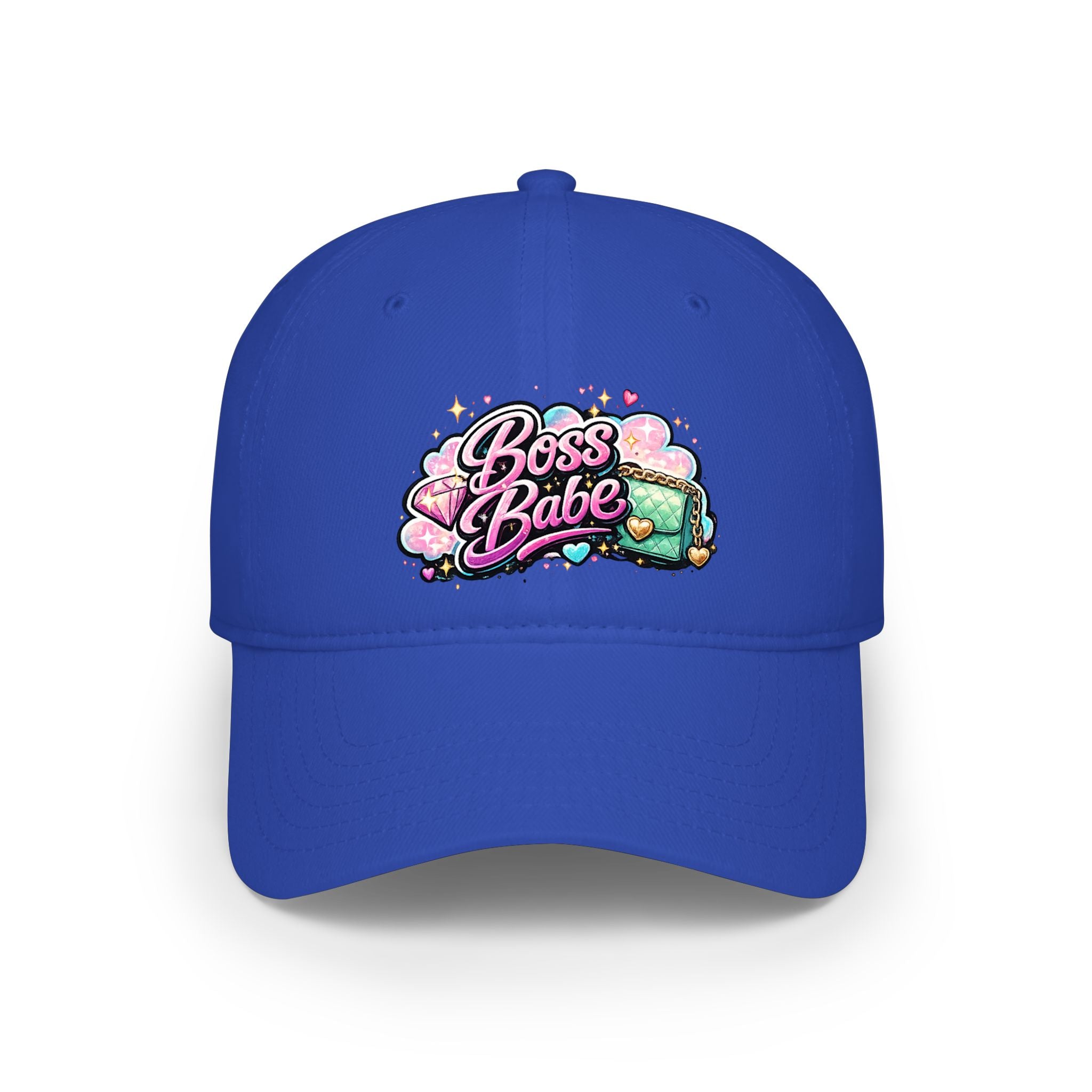 Boss Babe Baseball Cap — Cute Pink Glitter Graphic Low Profile Hat