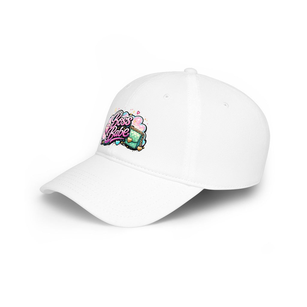 Boss Babe Baseball Cap — Cute Pink Glitter Graphic Low Profile Hat
