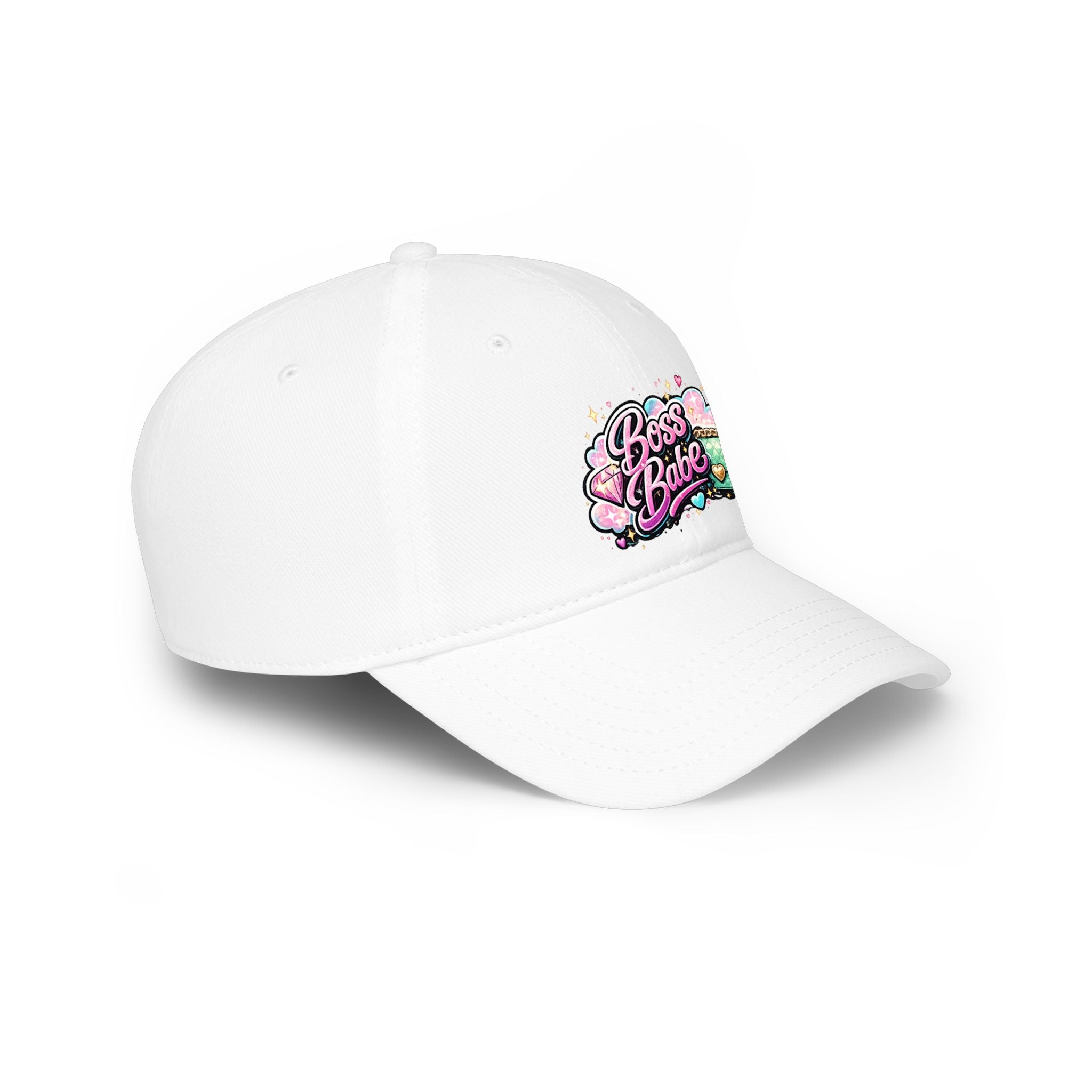 Boss Babe Baseball Cap — Cute Pink Glitter Graphic Low Profile Hat