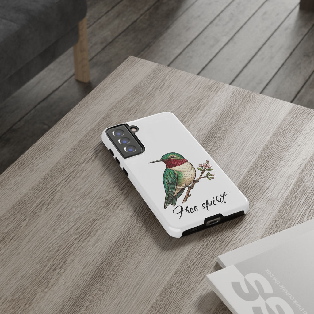 Hummingbird 'Free Spirit' Tough Phone Case — Protective Floral Bird Design