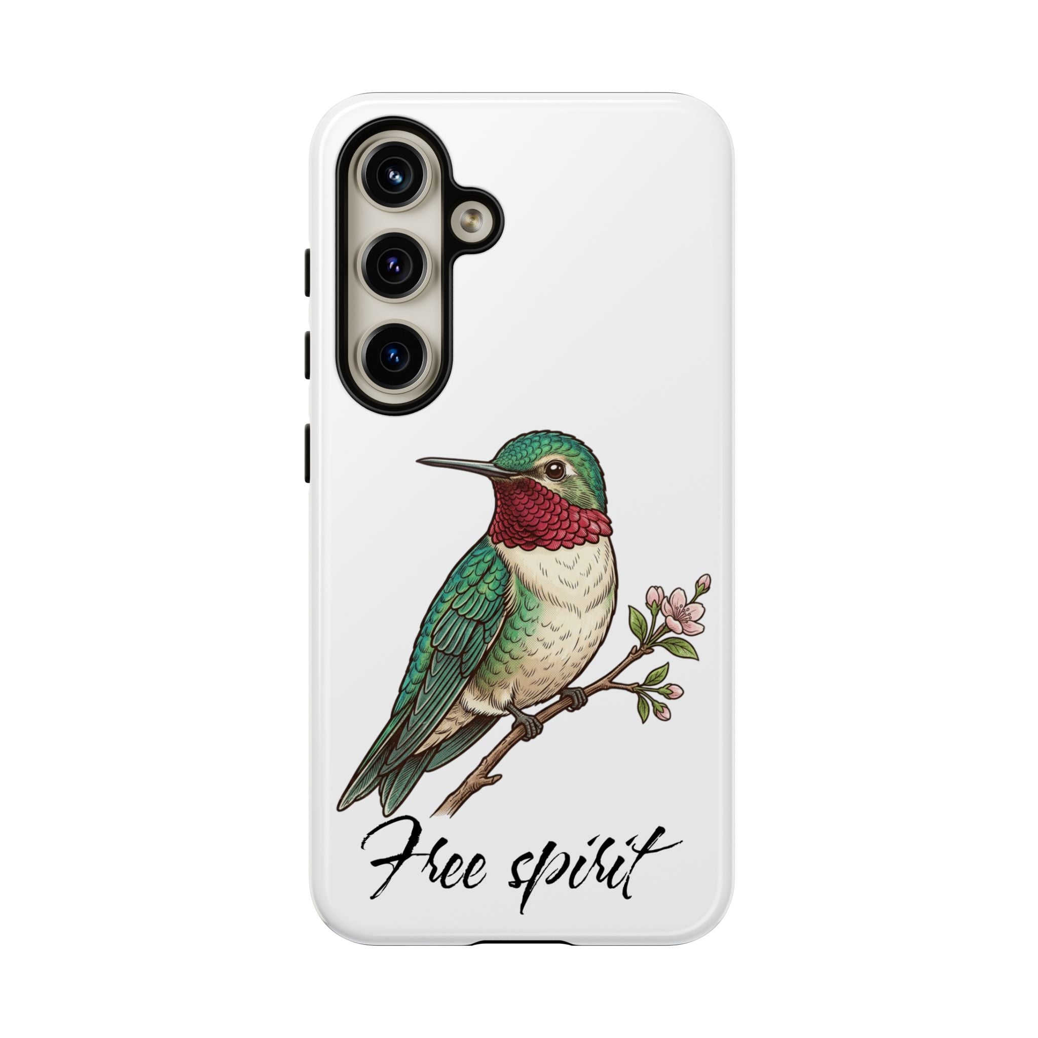 Hummingbird 'Free Spirit' Tough Phone Case — Protective Floral Bird Design