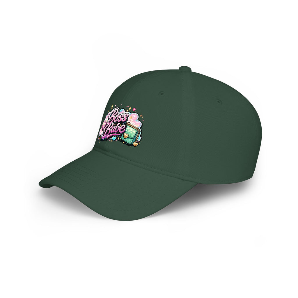 Boss Babe Baseball Cap — Cute Pink Glitter Graphic Low Profile Hat