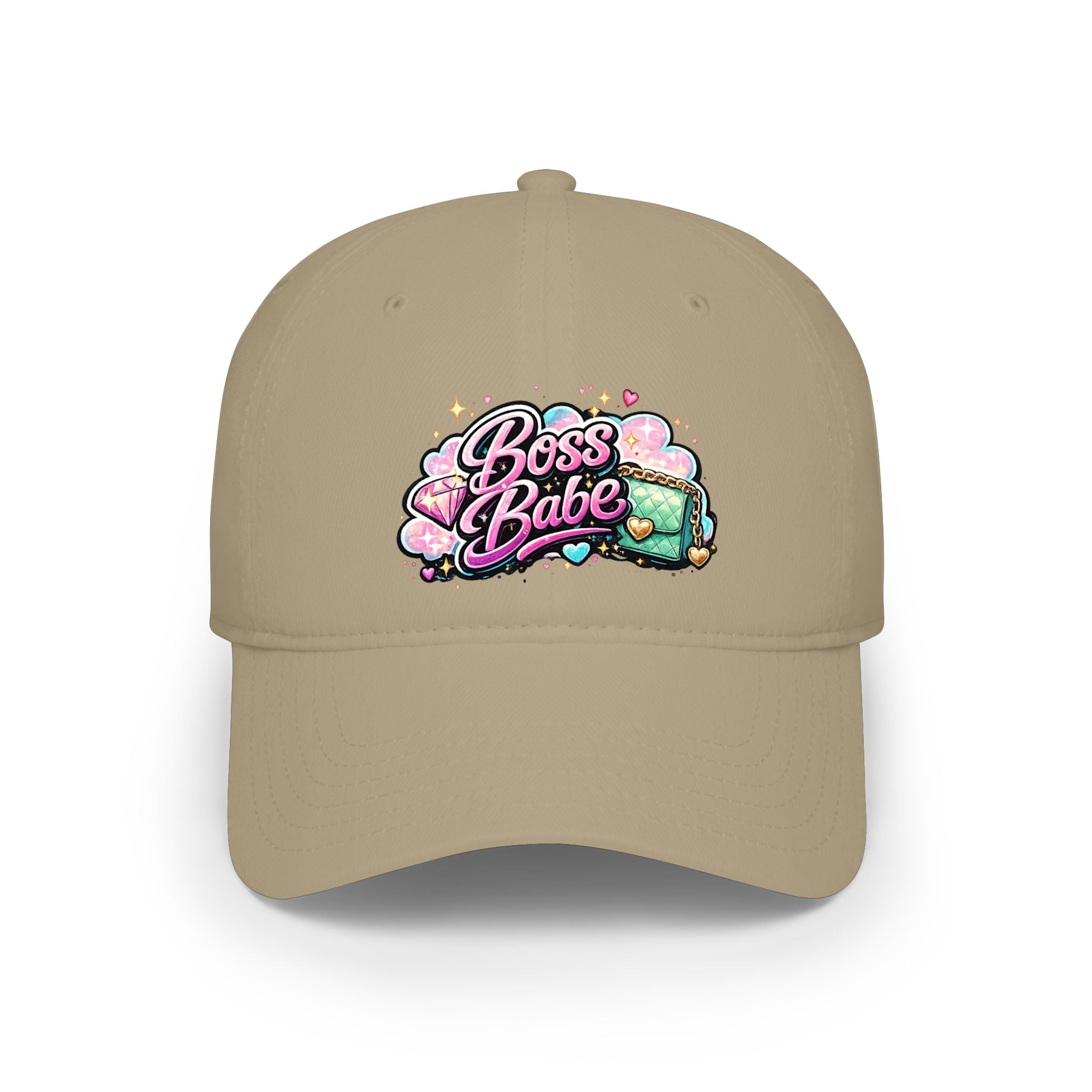 Boss Babe Baseball Cap — Cute Pink Glitter Graphic Low Profile Hat