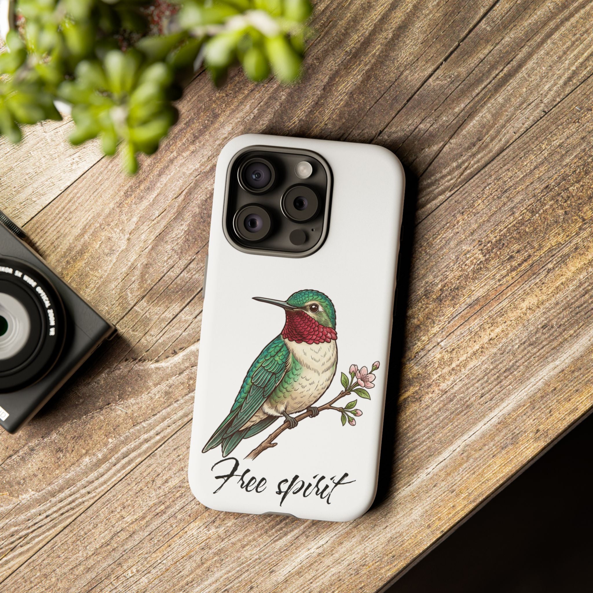 Hummingbird 'Free Spirit' Tough Phone Case — Protective Floral Bird Design