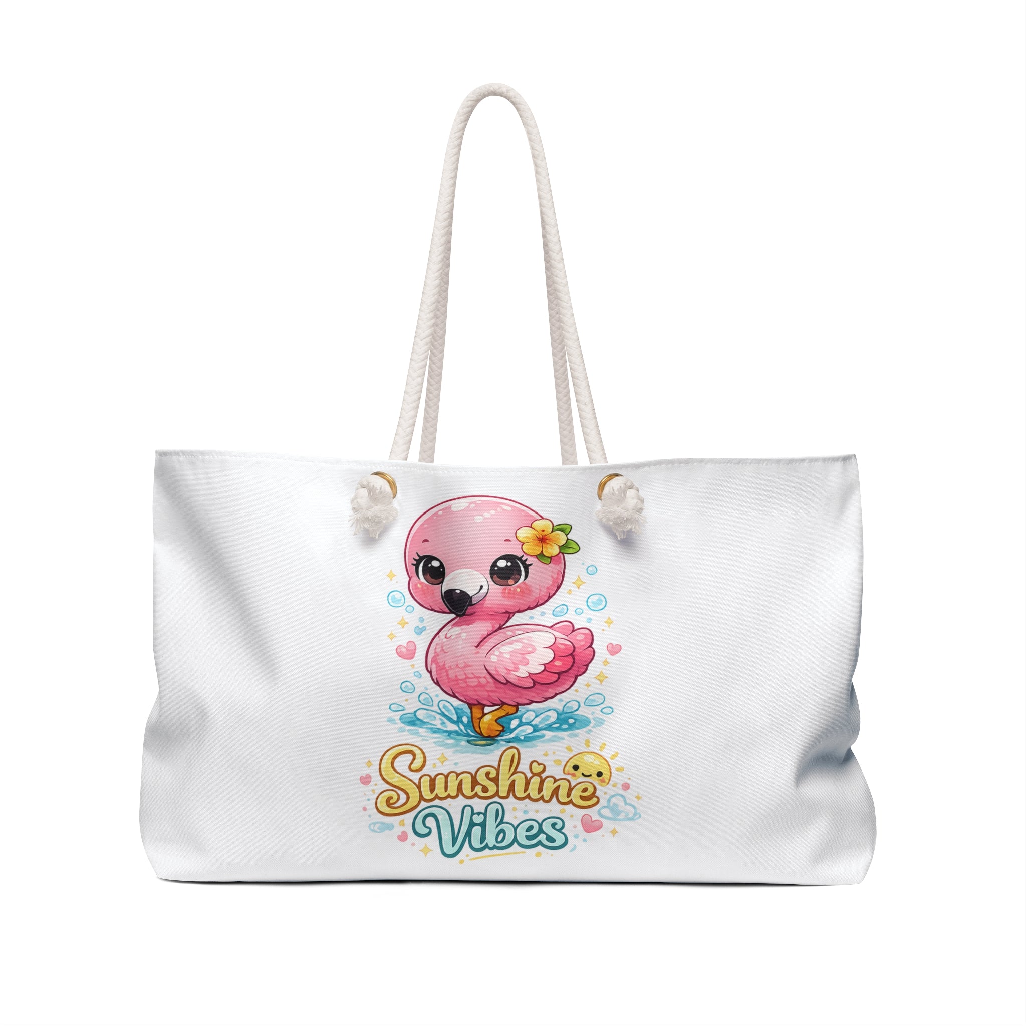 Sunshine Vibes Flamingo Weekender Bag — Cute Pink Flamingo Travel Tote