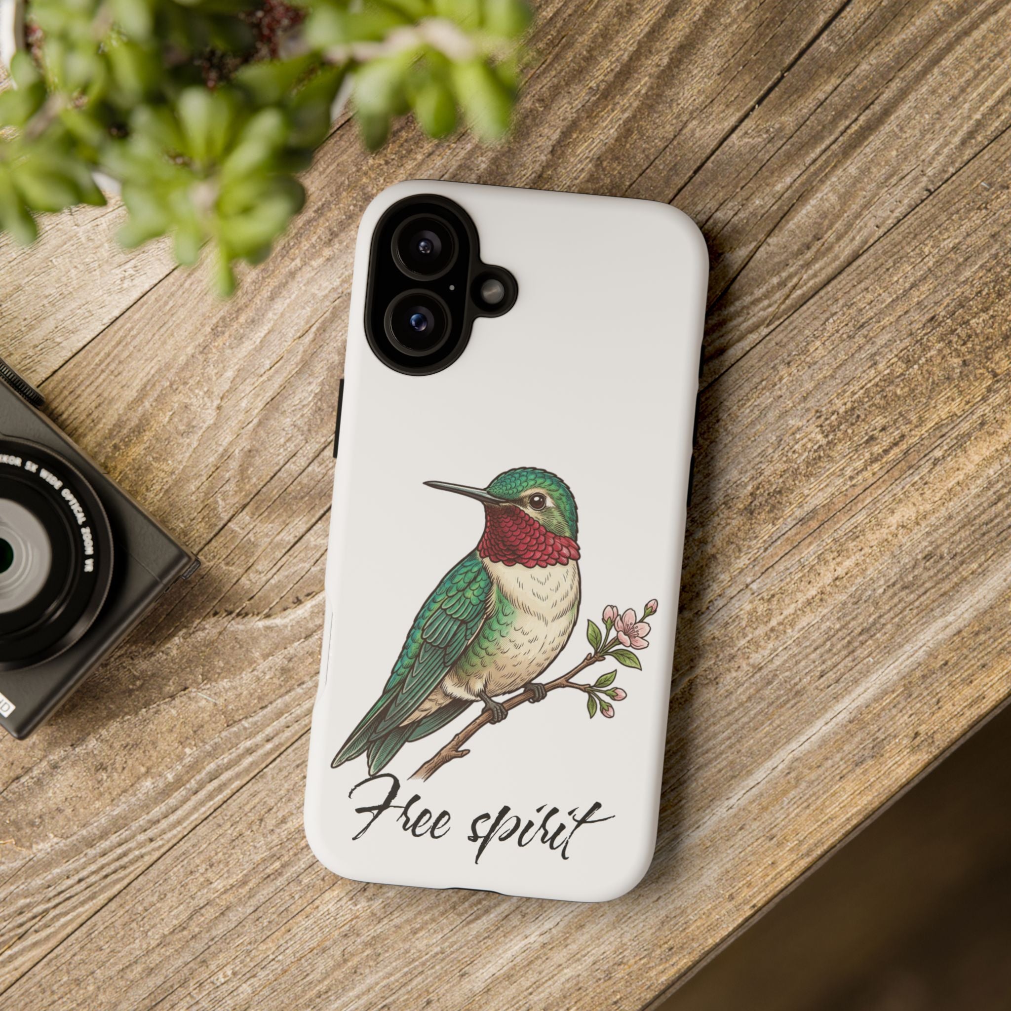 Hummingbird 'Free Spirit' Tough Phone Case — Protective Floral Bird Design