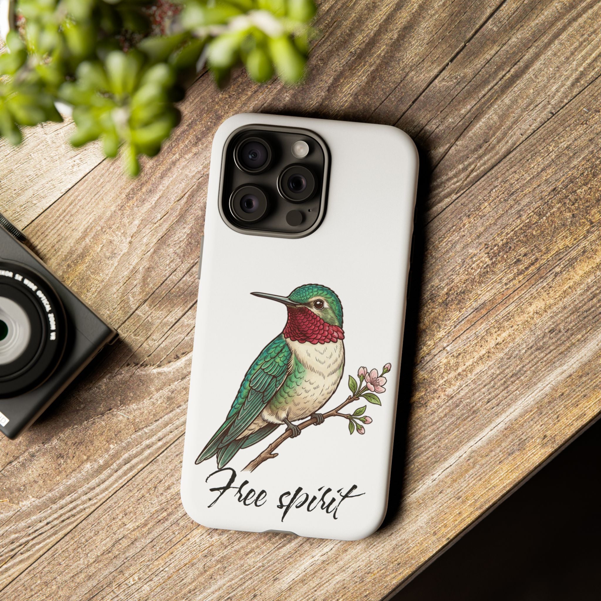 Hummingbird 'Free Spirit' Tough Phone Case — Protective Floral Bird Design