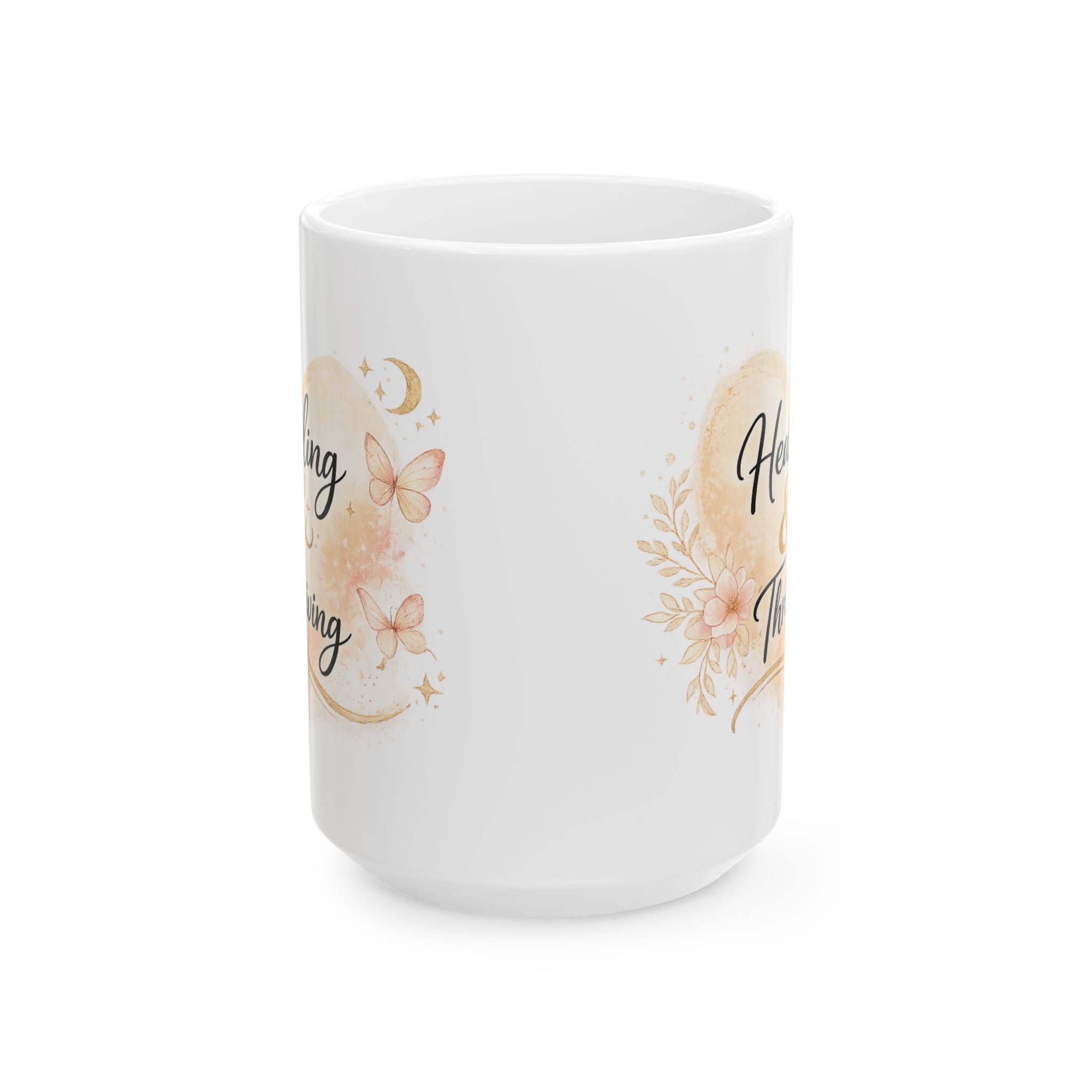 Healing Mama Ceramic Mug — Floral Butterfly 'Healing is a Process' Coffee Cup (11oz, 15oz)
