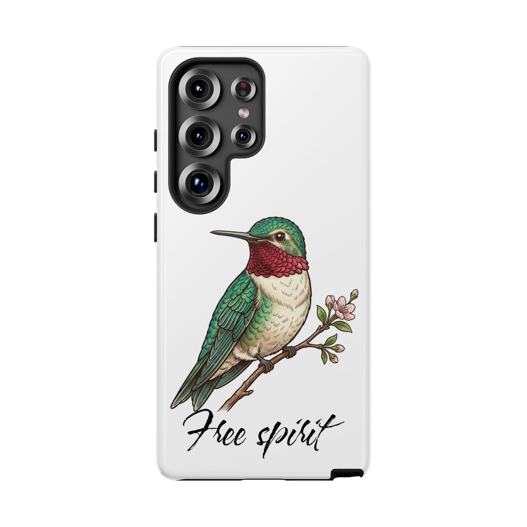 Hummingbird 'Free Spirit' Tough Phone Case — Protective Floral Bird Design