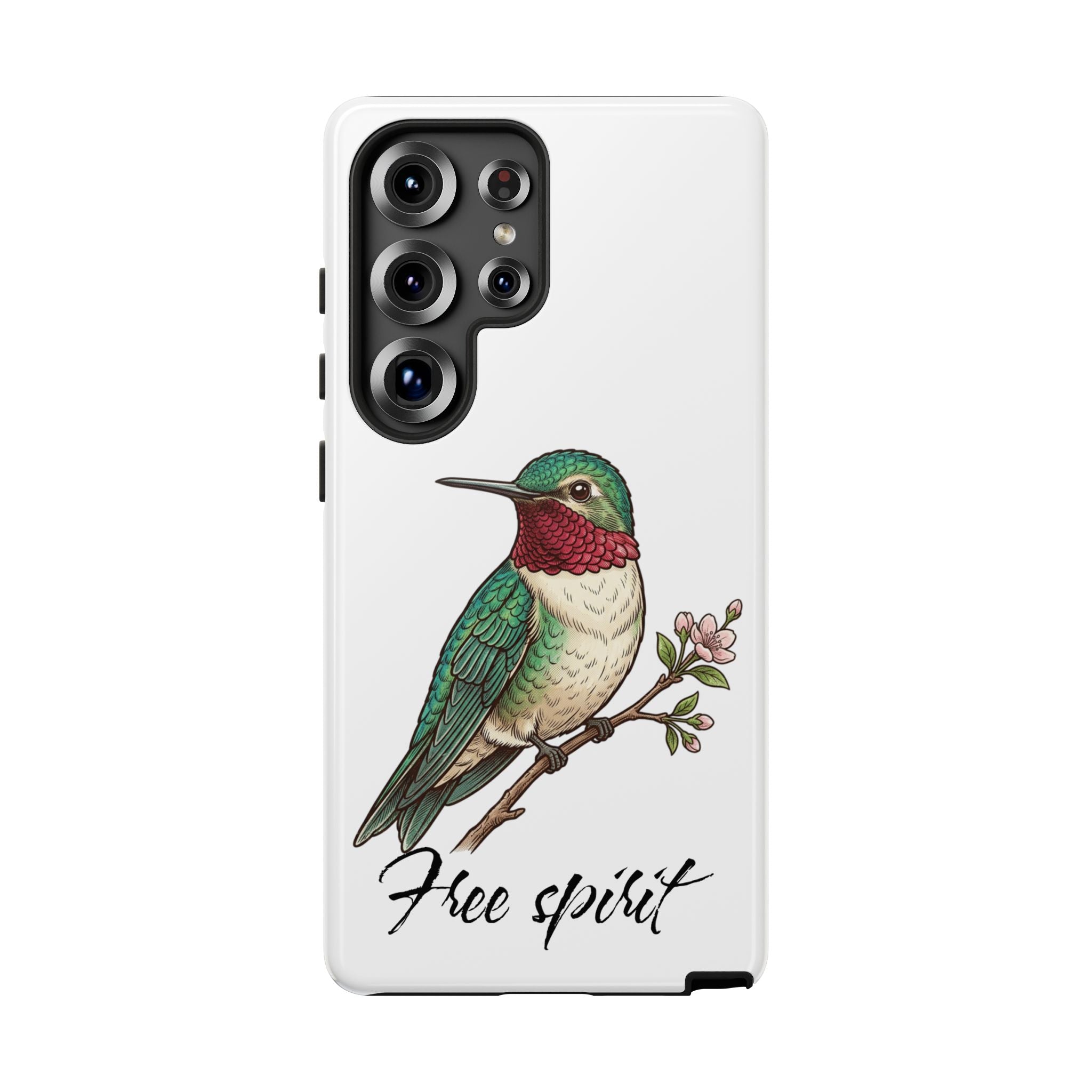 Hummingbird 'Free Spirit' Tough Phone Case — Protective Floral Bird Design