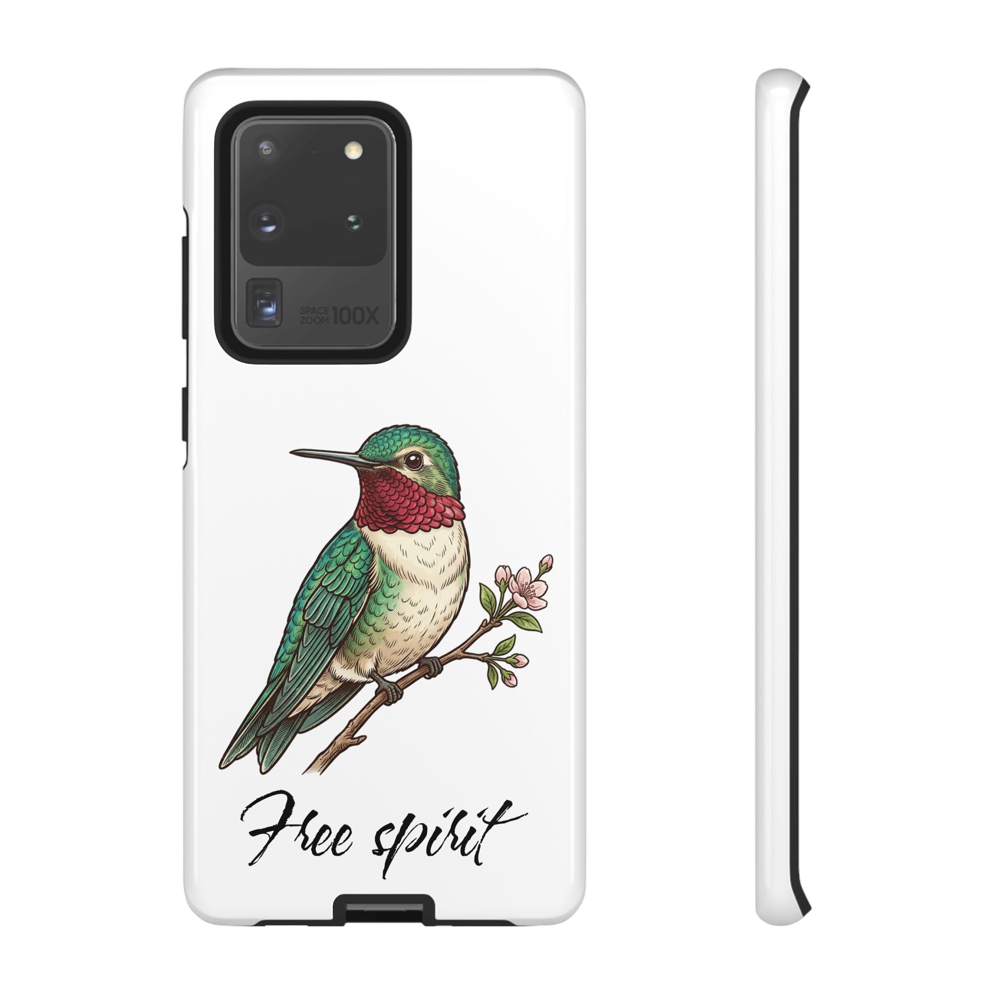 Hummingbird 'Free Spirit' Tough Phone Case — Protective Floral Bird Design