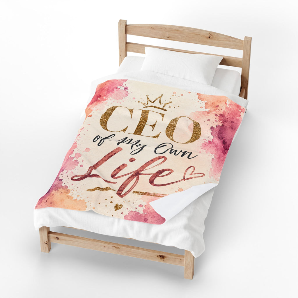 Plush Blanket (Velveteen)— "CEO of My Own Life" Inspirational Throw