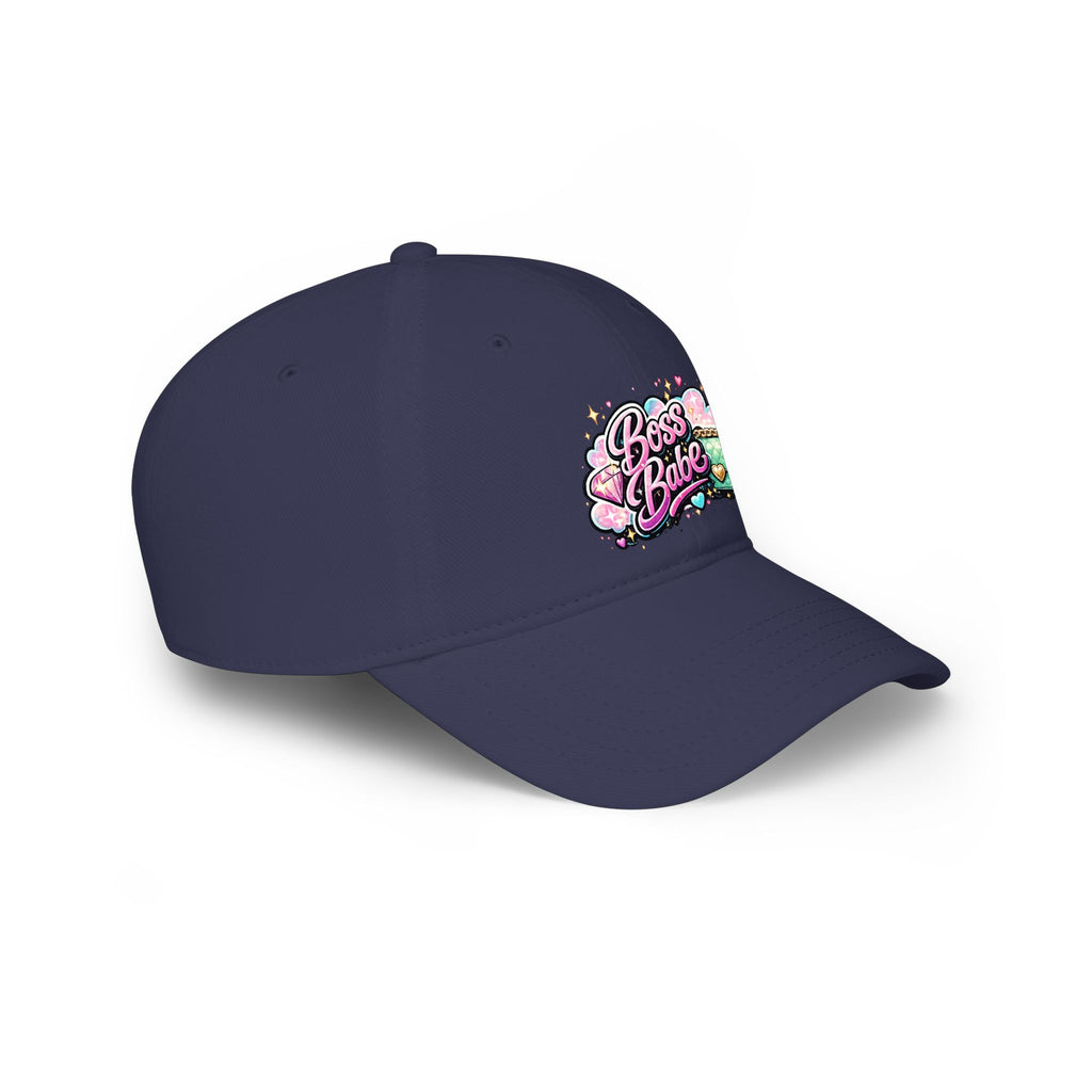 Boss Babe Baseball Cap — Cute Pink Glitter Graphic Low Profile Hat