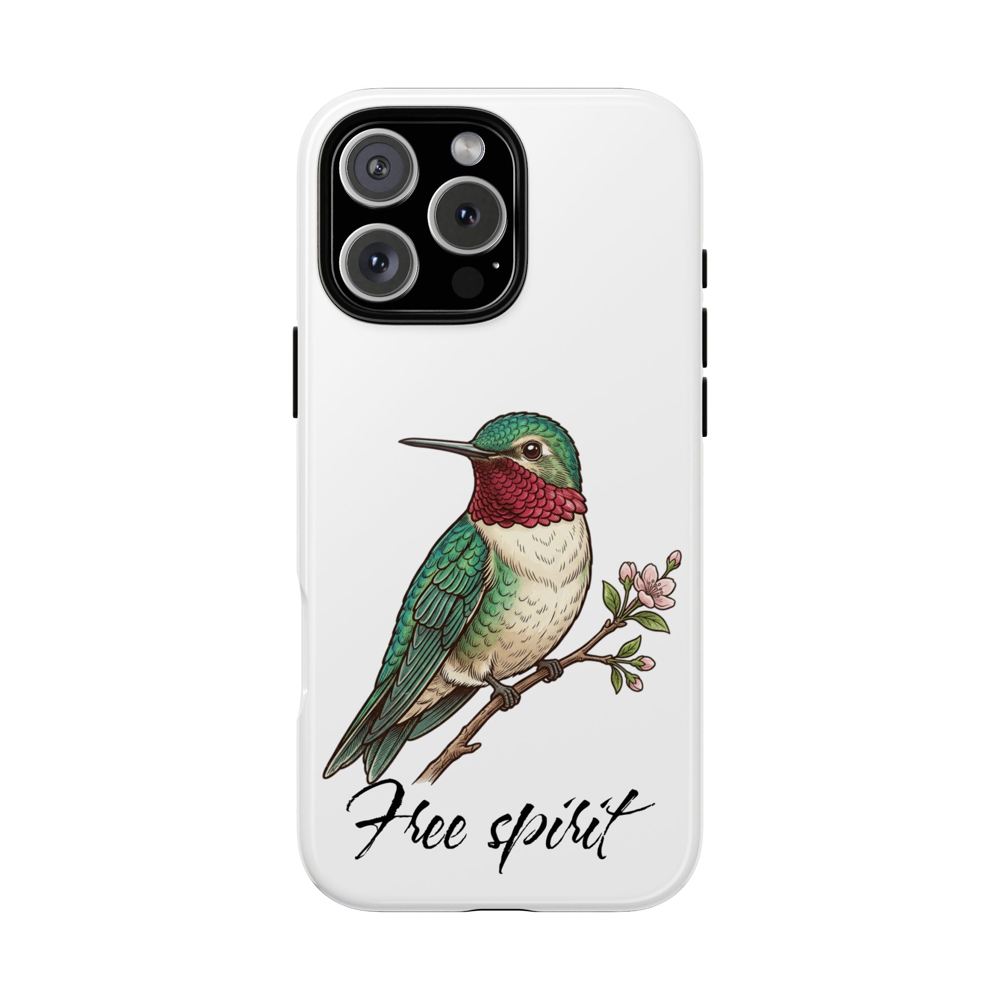 Hummingbird 'Free Spirit' Tough Phone Case — Protective Floral Bird Design