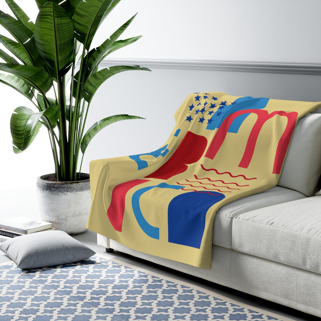 Patriotic Abstract Sherpa Fleece Blanket — Modern America Design