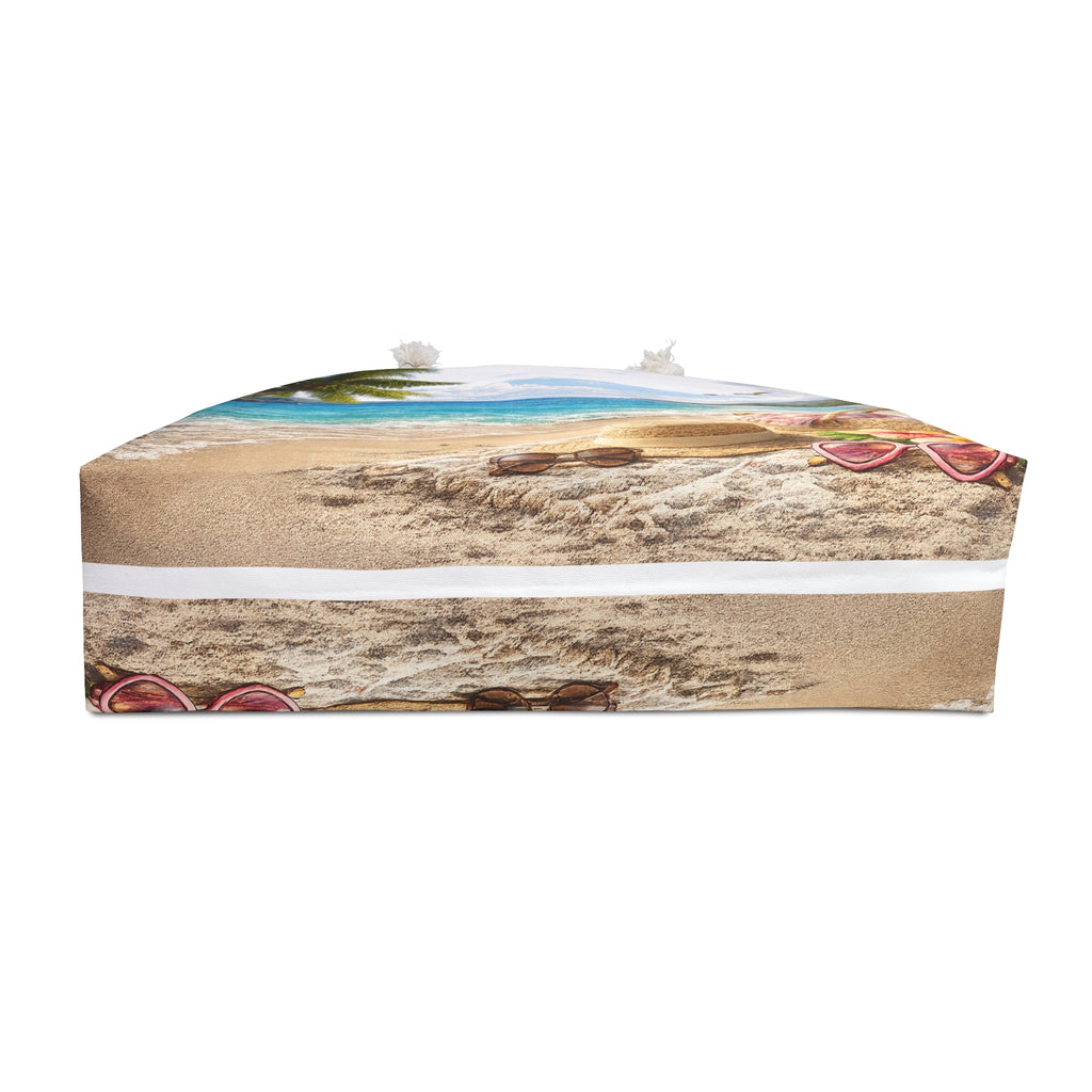 Tropical Beach Weekender Bag – Paradise Seaside Travel Tote with Picnic Basket & Sun Hat Design