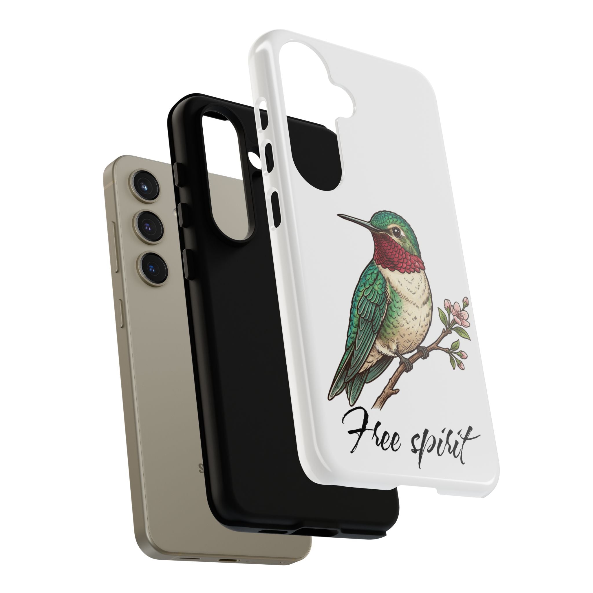 Hummingbird 'Free Spirit' Tough Phone Case — Protective Floral Bird Design