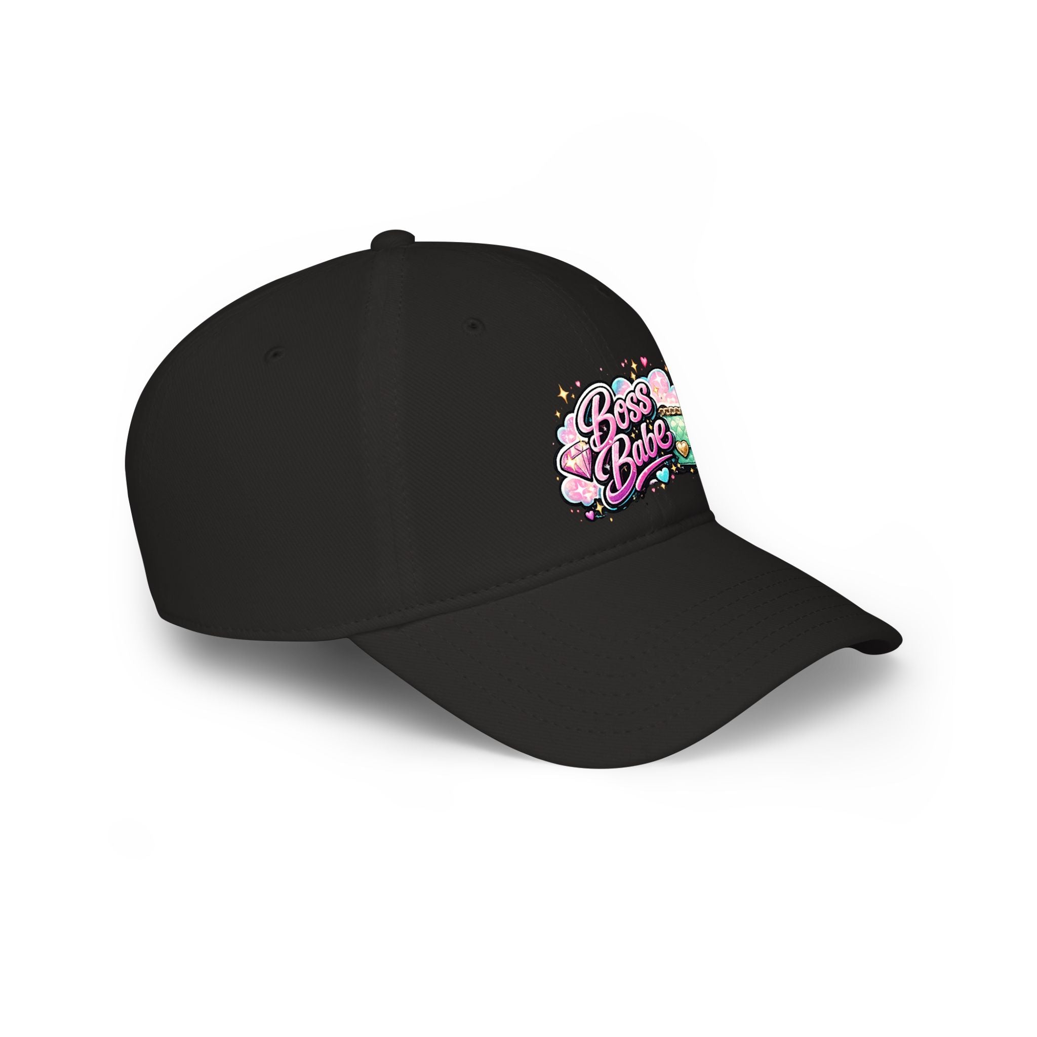 Boss Babe Baseball Cap — Cute Pink Glitter Graphic Low Profile Hat