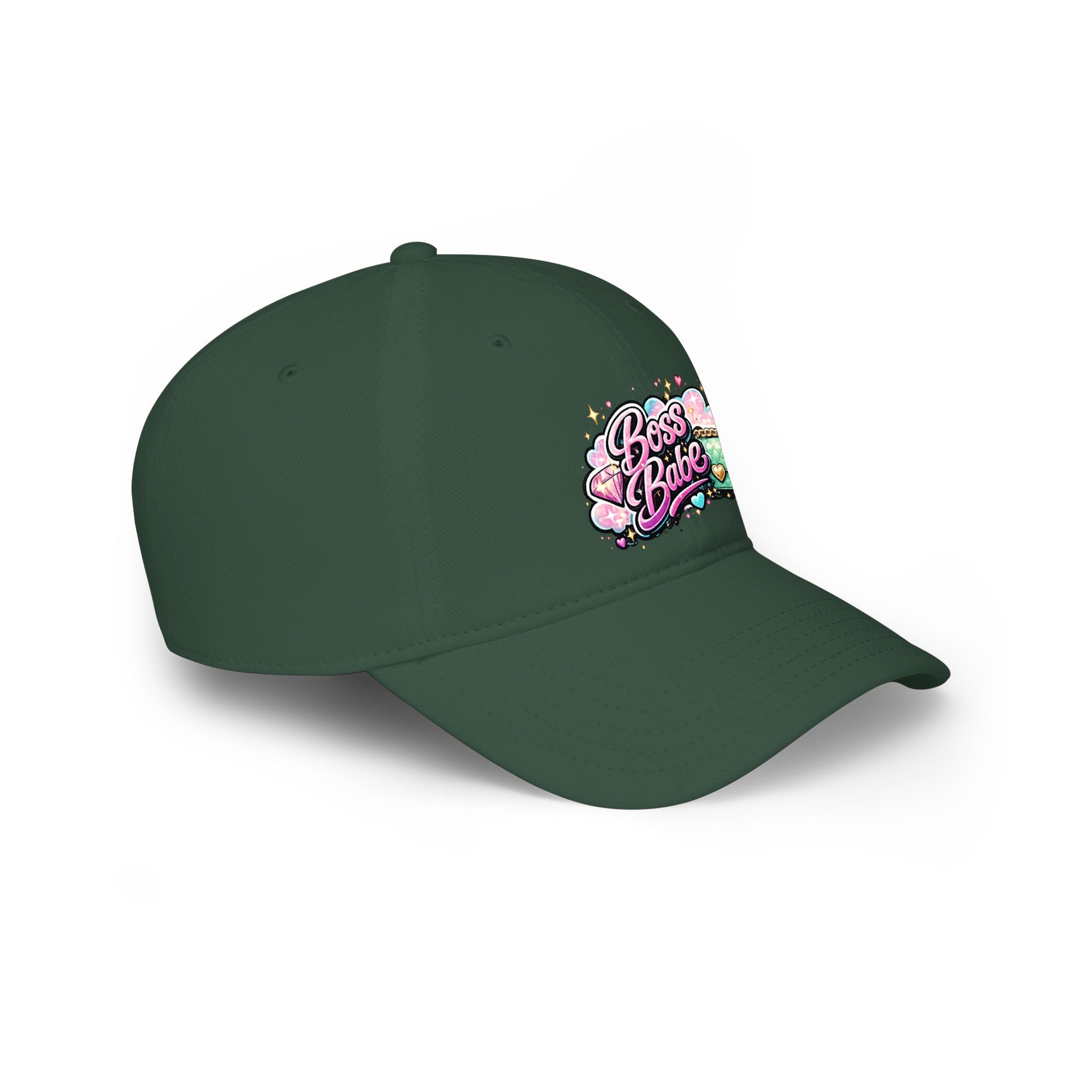 Boss Babe Baseball Cap — Cute Pink Glitter Graphic Low Profile Hat