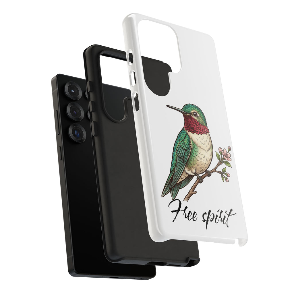 Hummingbird 'Free Spirit' Tough Phone Case — Protective Floral Bird Design