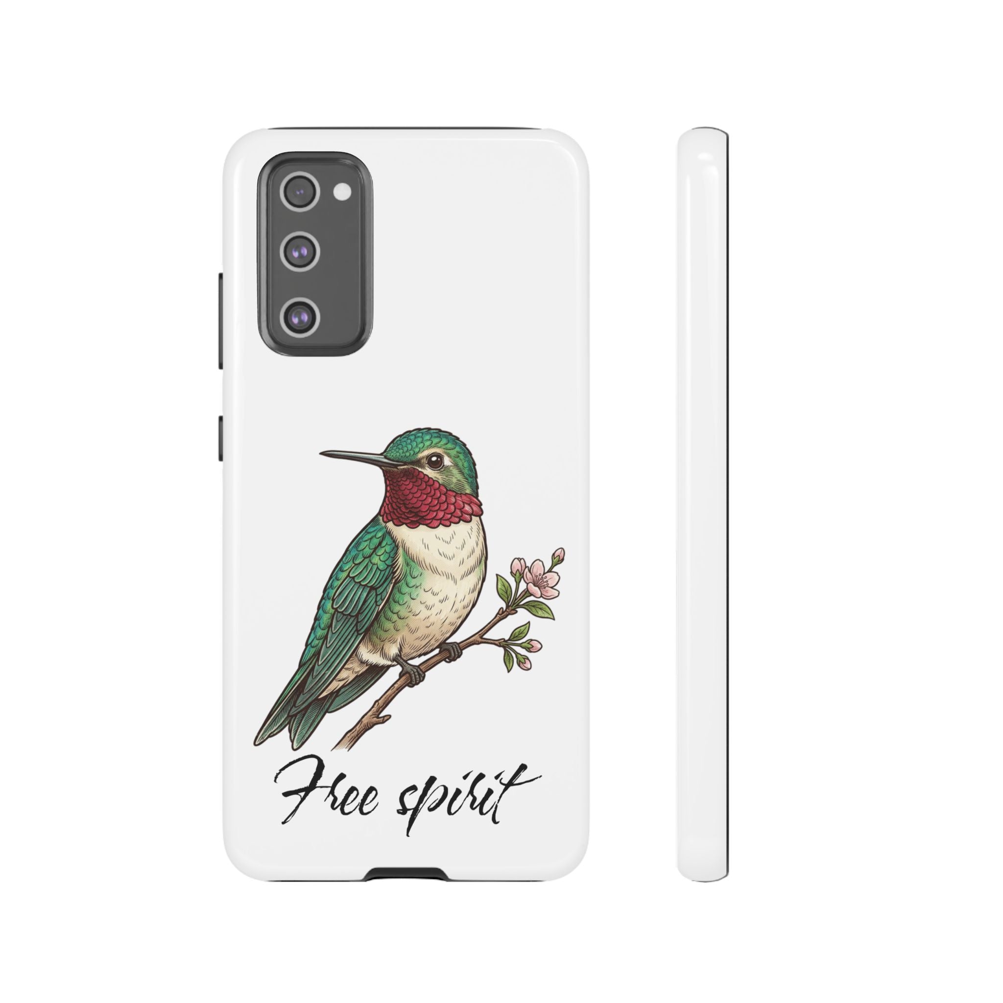 Hummingbird 'Free Spirit' Tough Phone Case — Protective Floral Bird Design
