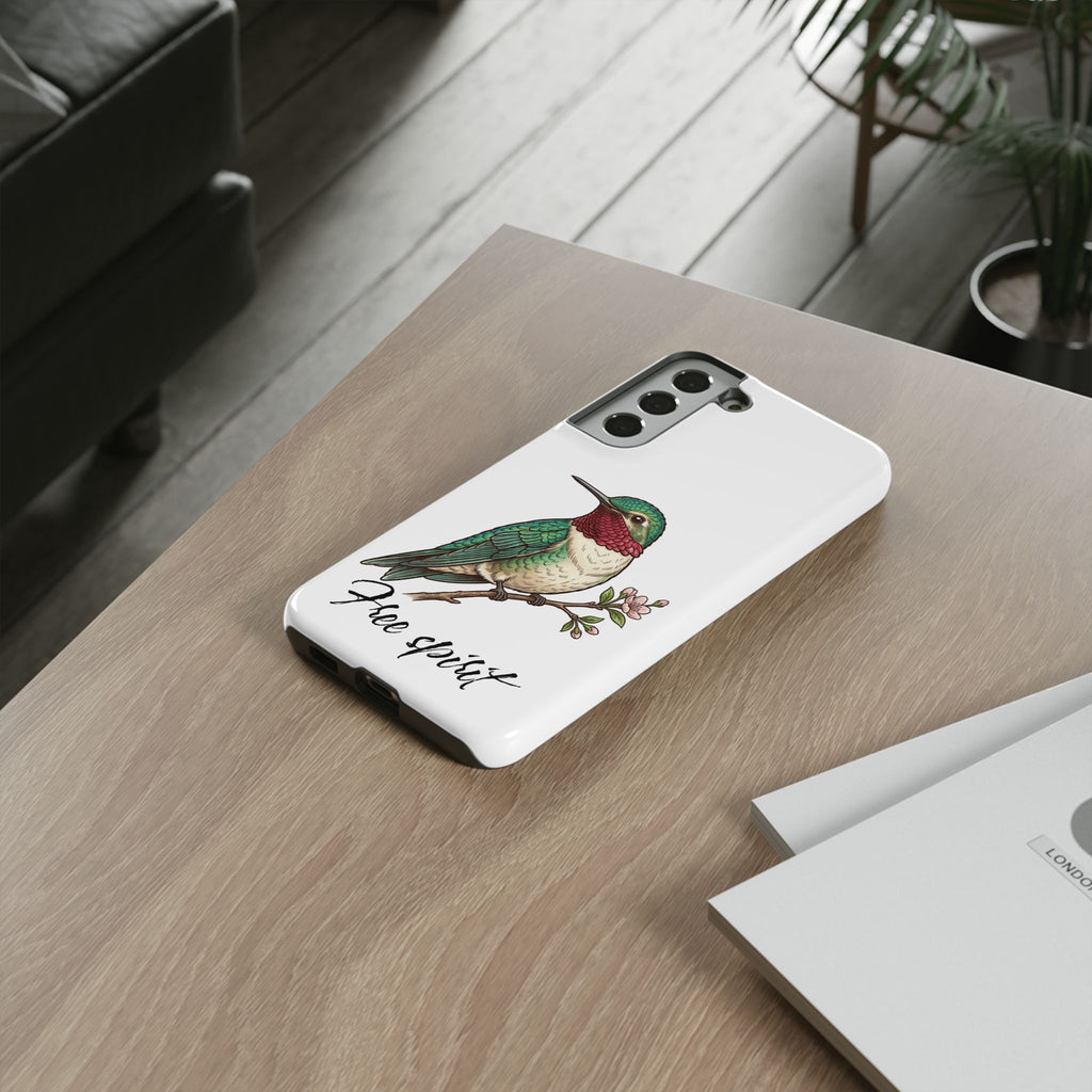 Hummingbird 'Free Spirit' Tough Phone Case — Protective Floral Bird Design