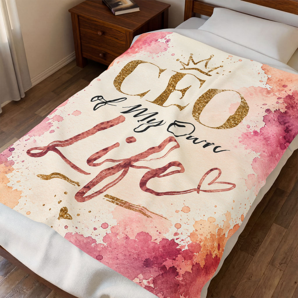 Plush Blanket (Velveteen)— "CEO of My Own Life" Inspirational Throw
