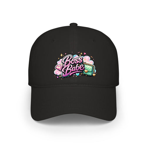 Boss Babe Baseball Cap — Cute Pink Glitter Graphic Low Profile Hat