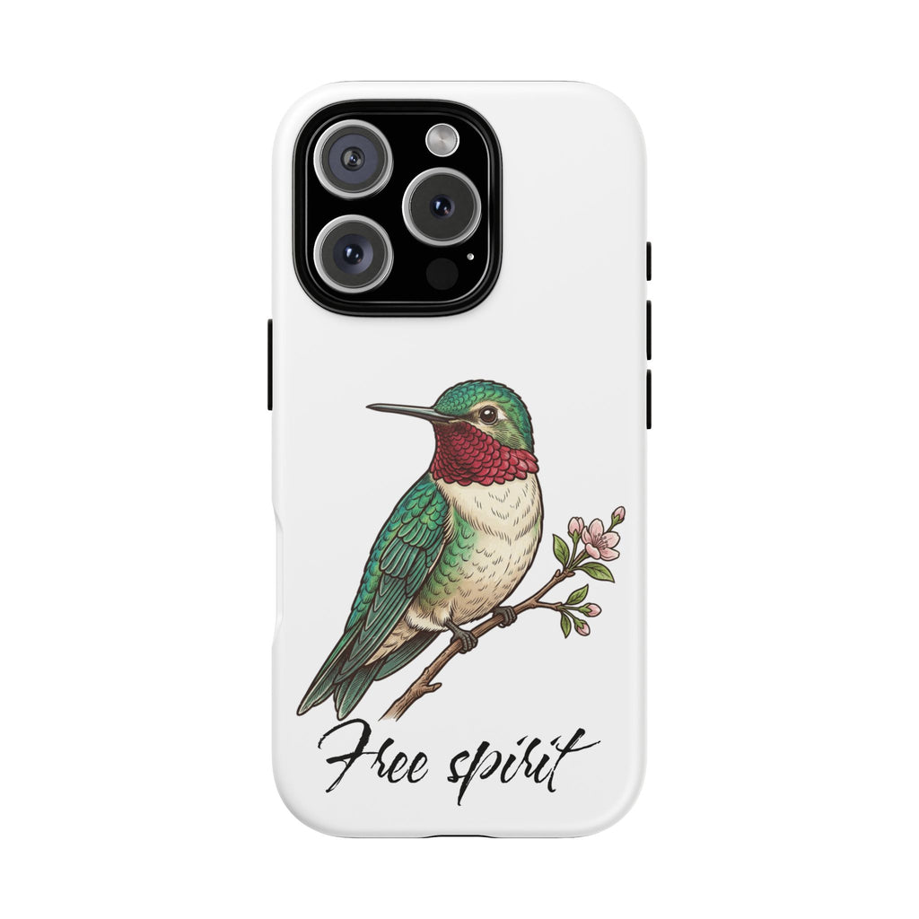 Hummingbird 'Free Spirit' Tough Phone Case — Protective Floral Bird Design