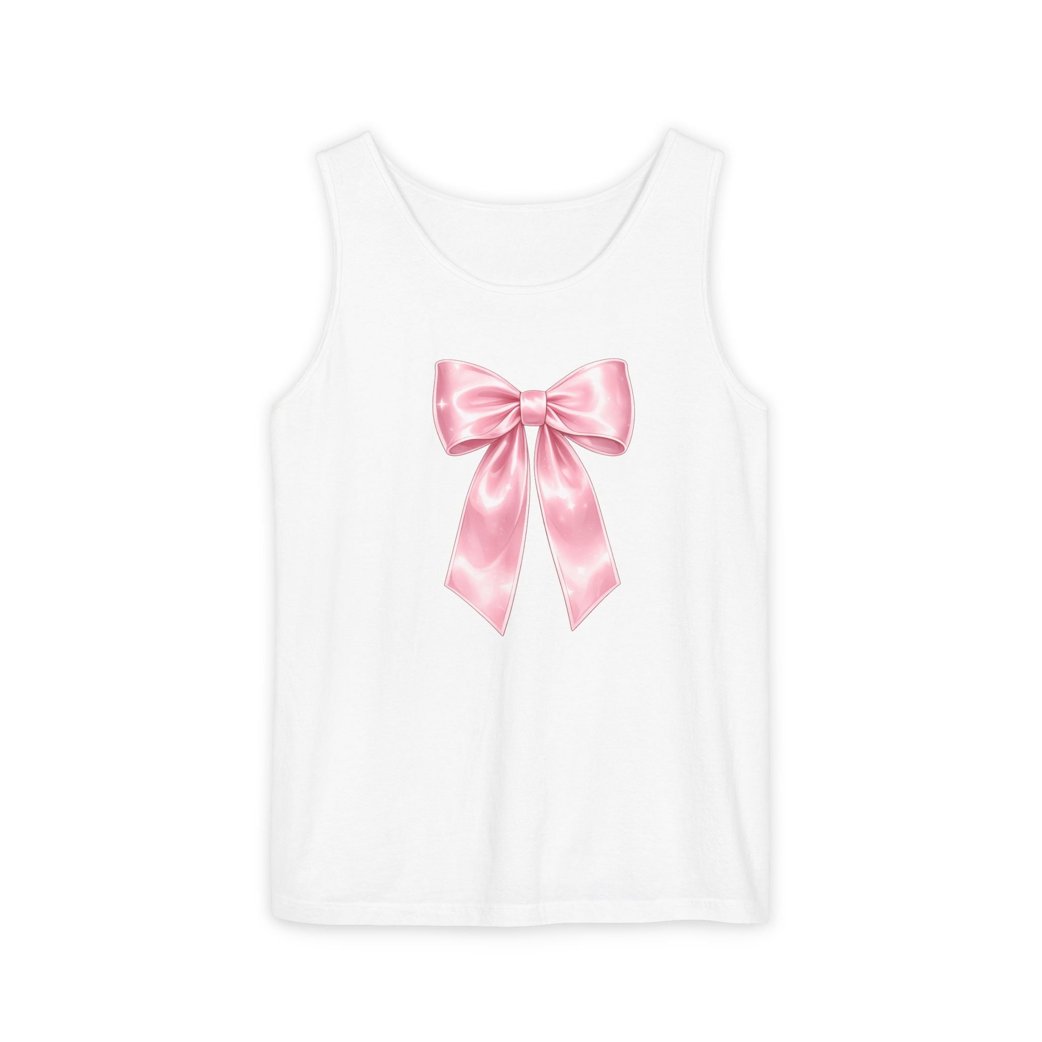Pink Satin Bow Tank Top — Cute Giftable Ribbon Graphic Tank