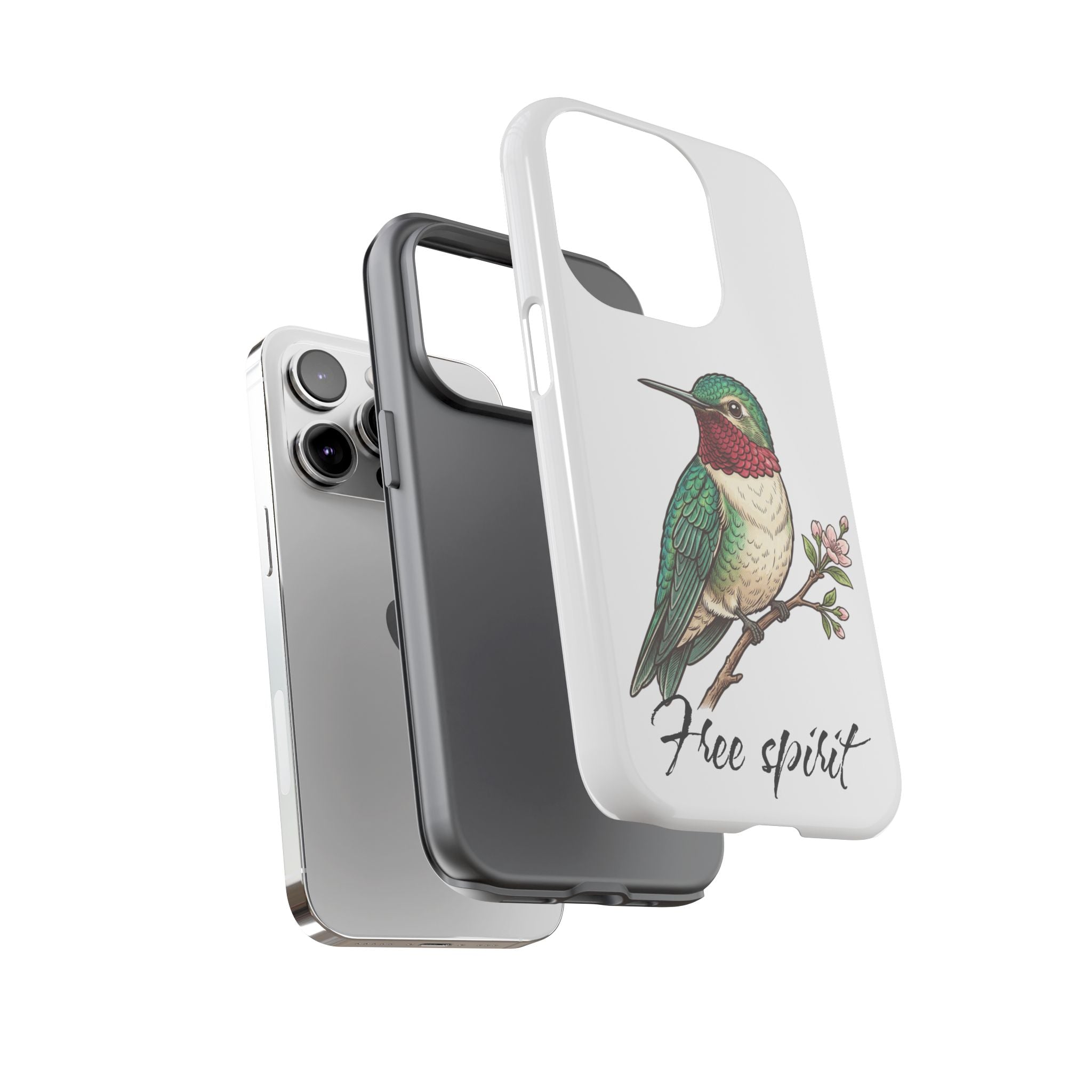 Hummingbird 'Free Spirit' Tough Phone Case — Protective Floral Bird Design