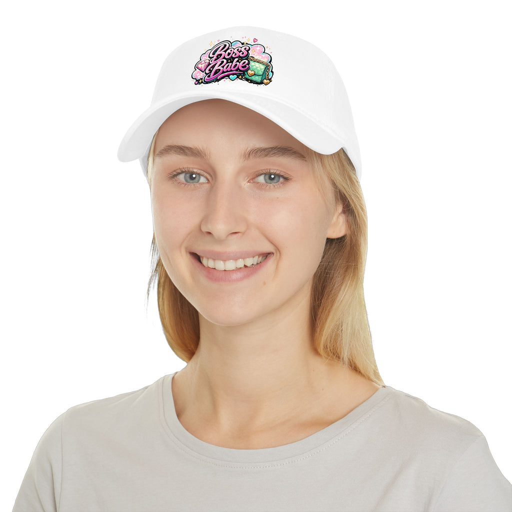 Boss Babe Baseball Cap — Cute Pink Glitter Graphic Low Profile Hat